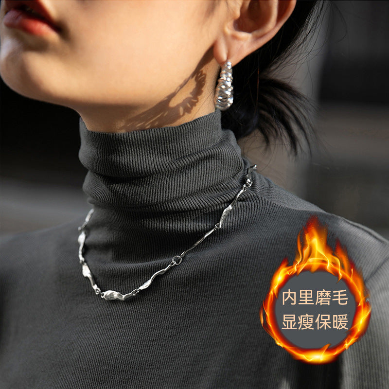 薄绒亲肤保暖高领打底衫女长袖T恤2026秋冬新款修身内搭磨毛上衣