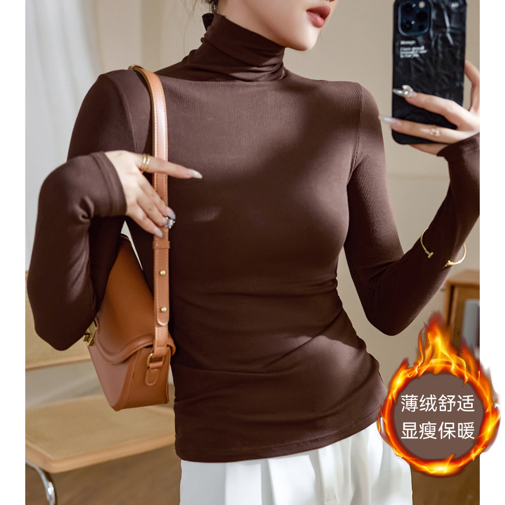 加绒显瘦贴身保暖高领打底衫女2026秋冬新款秋衣长袖T恤上衣外穿