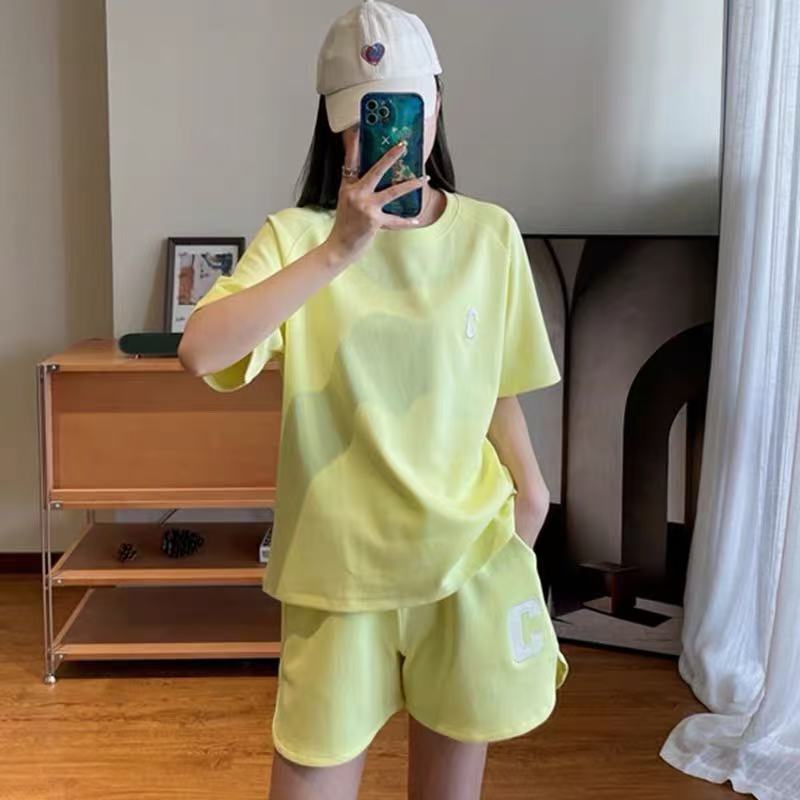 Horn sleeves casual sports suit women's clothing summer thin summer clothing running fashion foreign style short-sleeved shorts two-piece set