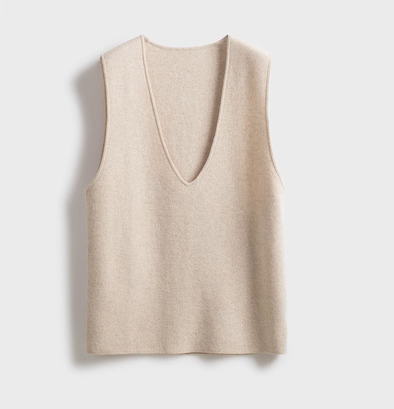 Versatile, simple, advanced relaxation, stacked and thin knitted vest vest