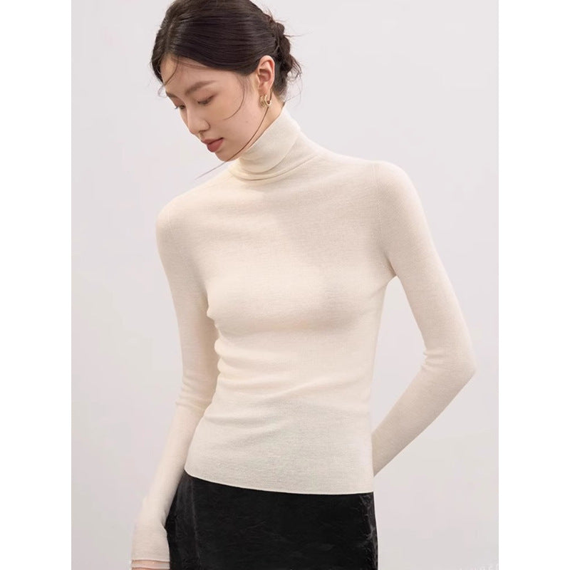 All wool Yangtze yarn seamless integrated knitted sweater high neck slim inner layer skinny knitted base layer women's autumn and winter
