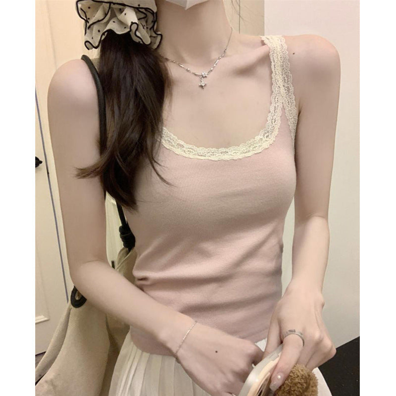 【用好料】蕾丝花边吊带背心女夏外穿2026新款性感纯欲风短款上衣