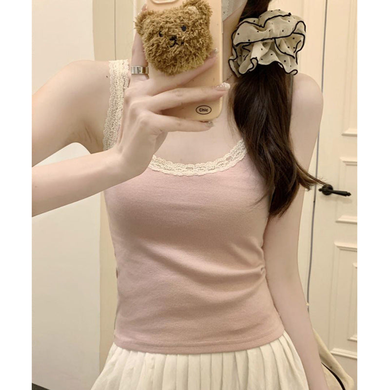【用好料】蕾丝花边吊带背心女夏外穿2026新款性感纯欲风短款上衣
