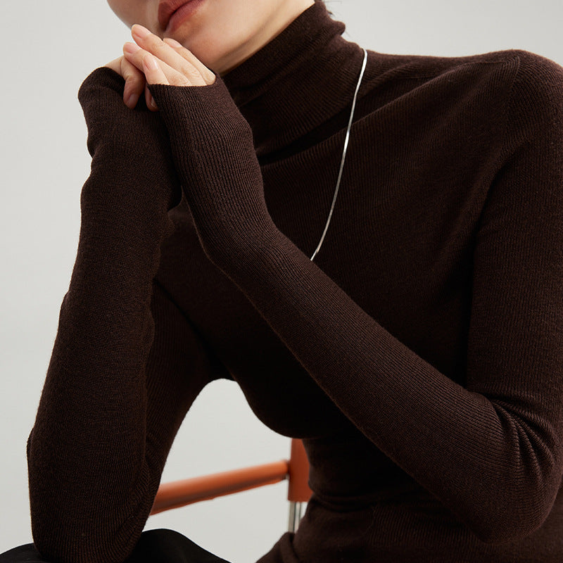 Germany Yangtze yarn island essence 18-needle seamless 100 wool sweater 25 autumn and winter knitted turtleneck bottoming shirt women