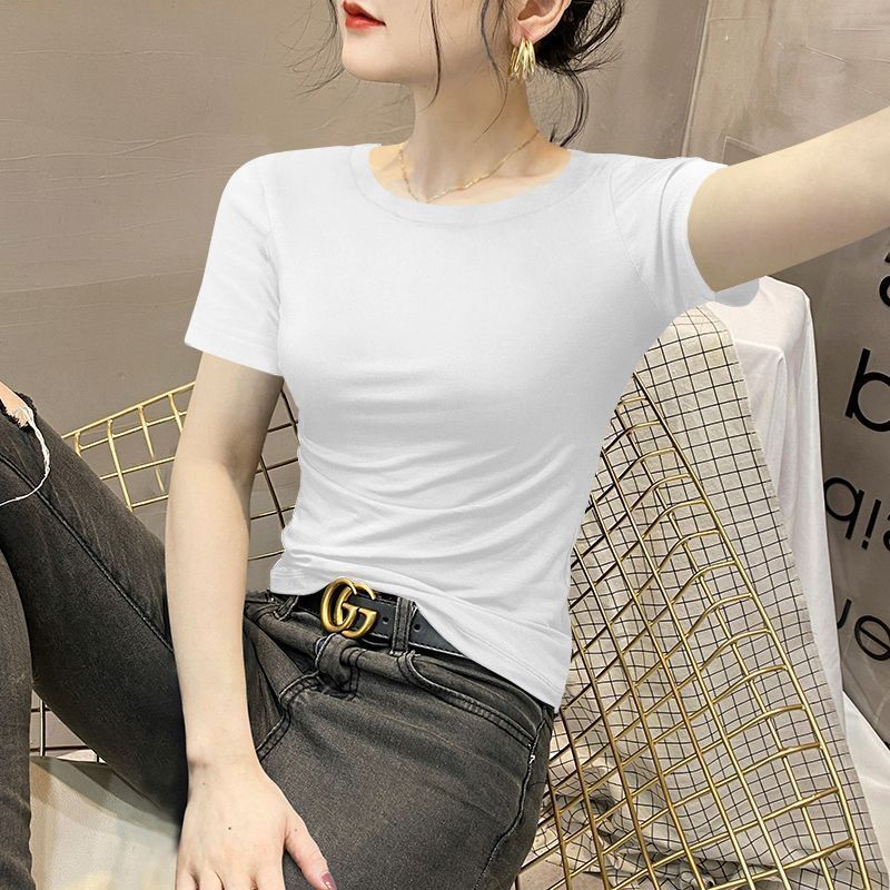 Dark gray Modal V-neck short-sleeved t-shirt women's summer slim top thin ice silk bottoming versatile half-sleeve t-shirt