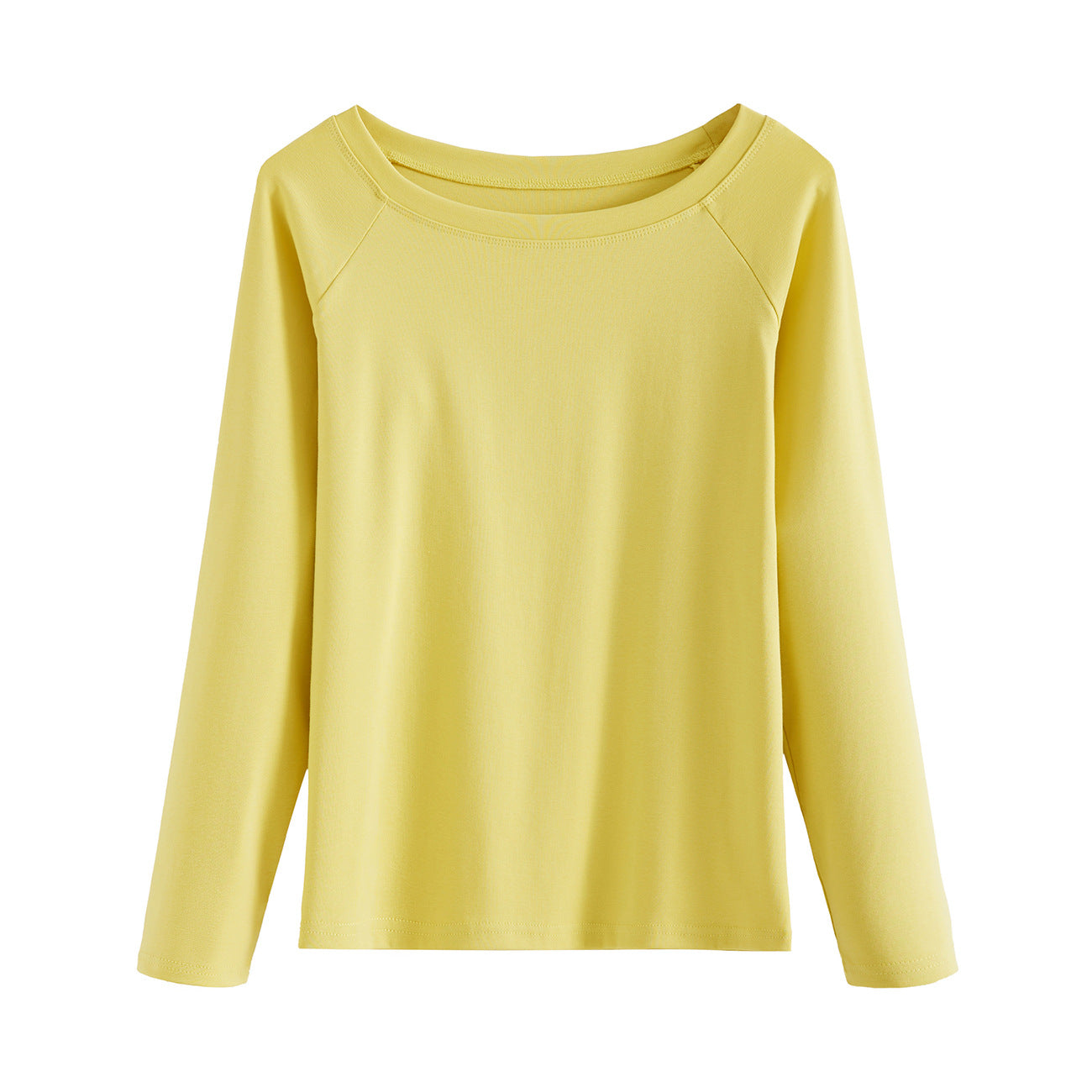 #40 combed cotton #slanted shoulder long-sleeved t-shirt women's early autumn round neck loose and thin one-word neck off-the-shoulder top