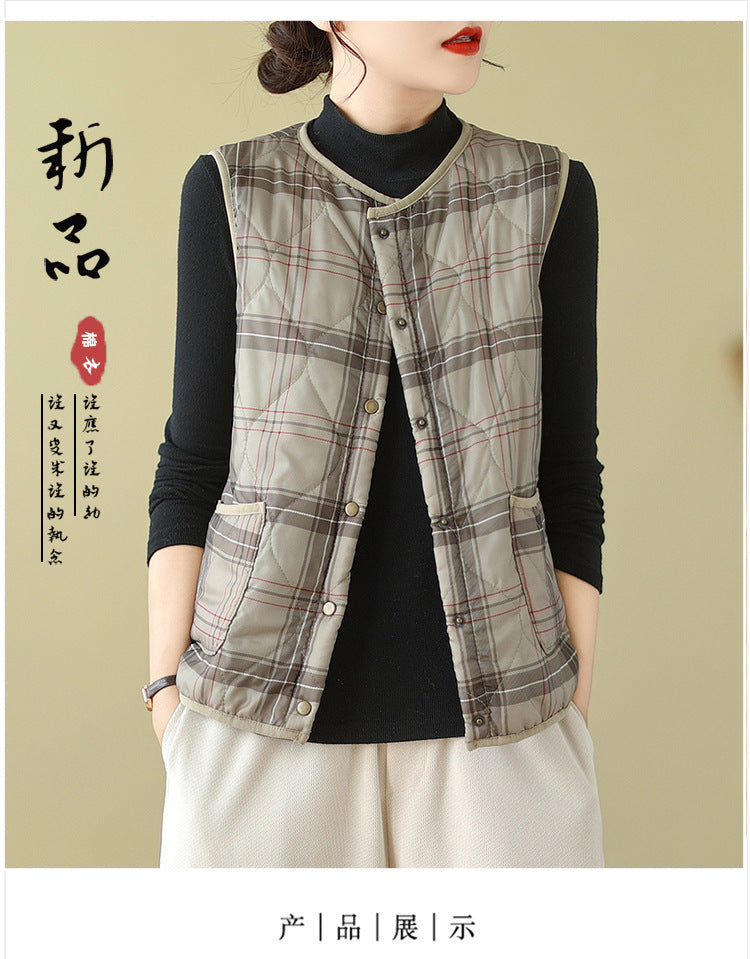Real shot 2025 autumn and winter new Japanese vest jacket warm quilting cotton vest, velvet vest liner women's clothing