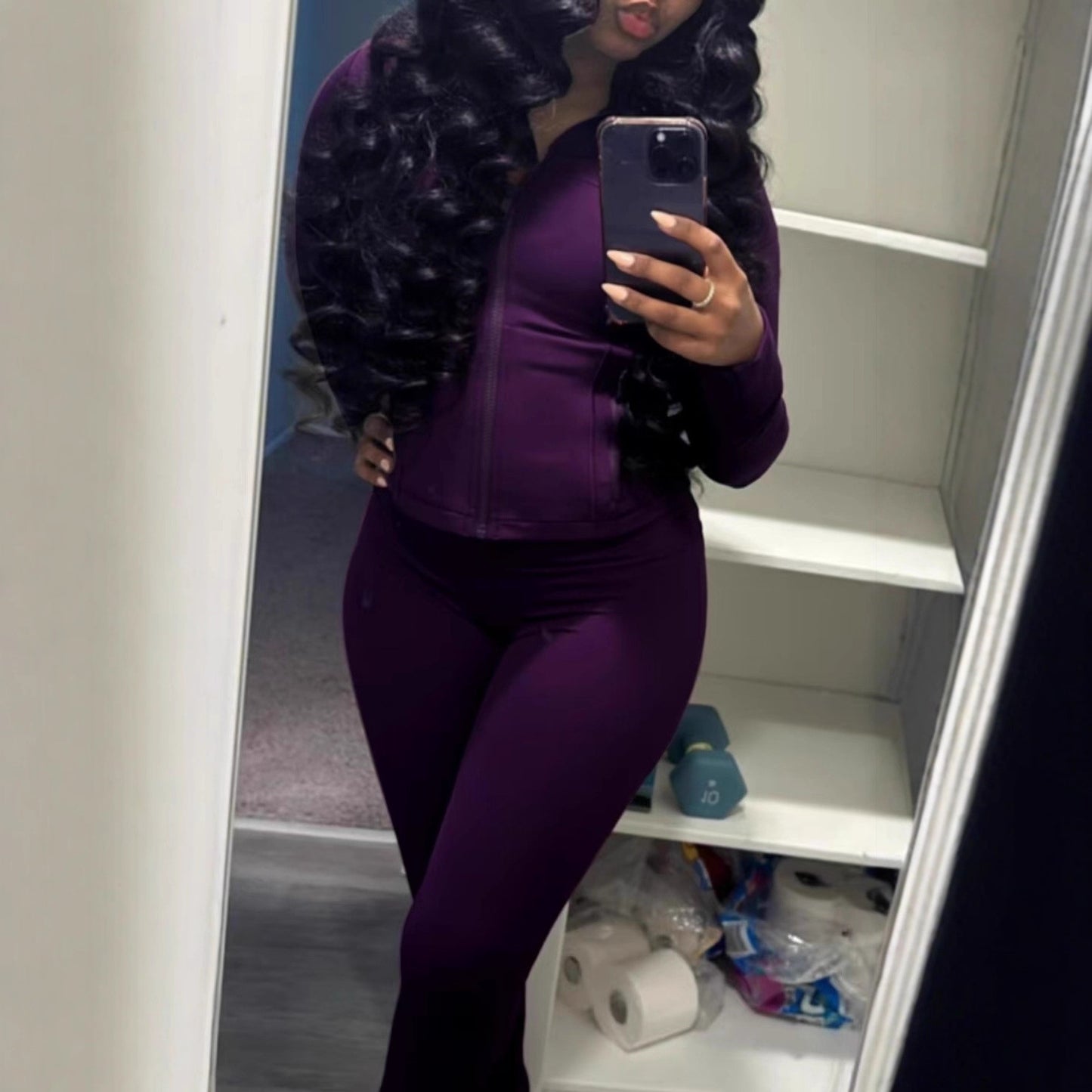 2025 Amazon, Europe, America, spring and summer cross-border sports and leisure women's clothing, sexy tight-fitting long-sleeved micro-speaker two-piece set