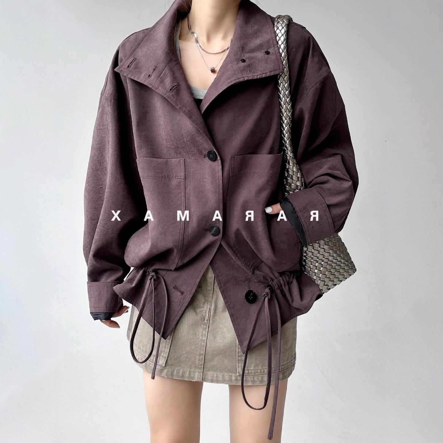 RAPAMAX mist Jiang purple~ mottled soft coke fleece feeling~ retro slack~ bud type, copper ammonia jacket