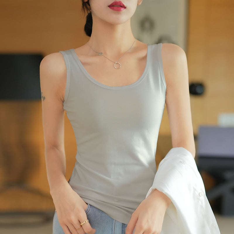 Cotton Slim-fit Vest Women's Inner Suspender Women's Versatile Sleeveless Top Bottom Shirt Trendy Short Cross Vest
