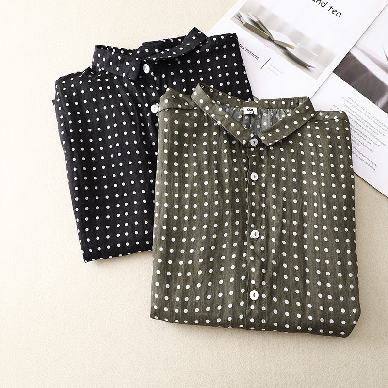 Real shot 2025 summer new literary and casual loose polka dot sleeveless shirt blouse top #2267 #