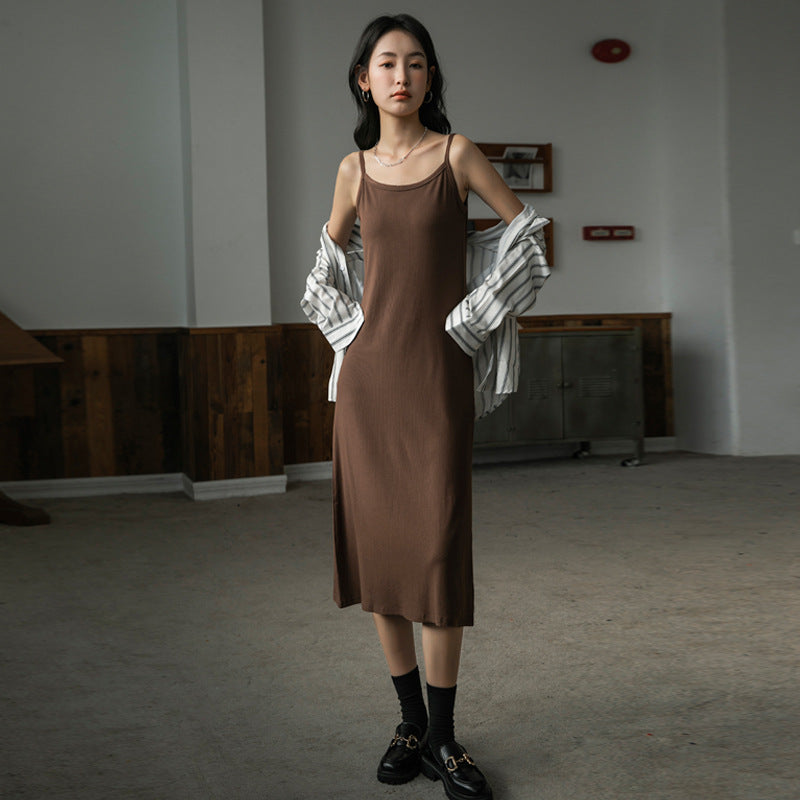 Selection of high elastic excellent cotton suspender dress women's summer 2026 new inner loose straight vest long dress over the knee tide