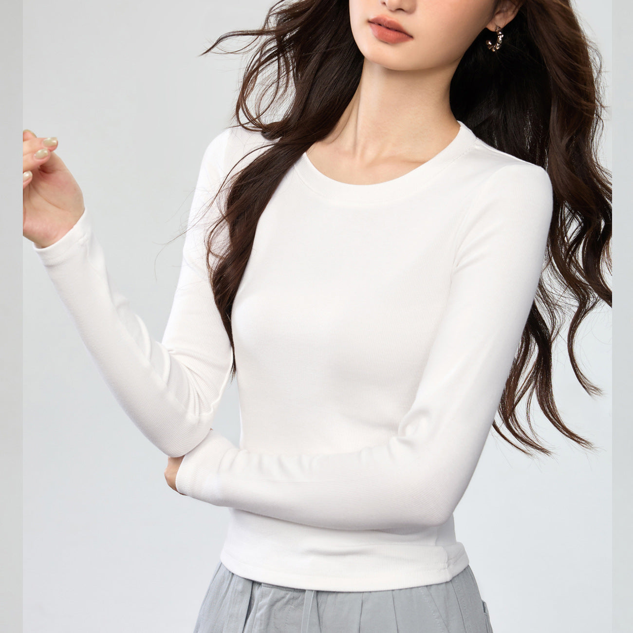 #Refuse to be bloated #Youke silk thin velvet polished crew neck bottoming shirt women's autumn and winter long-sleeved T-shirt warm versatile top