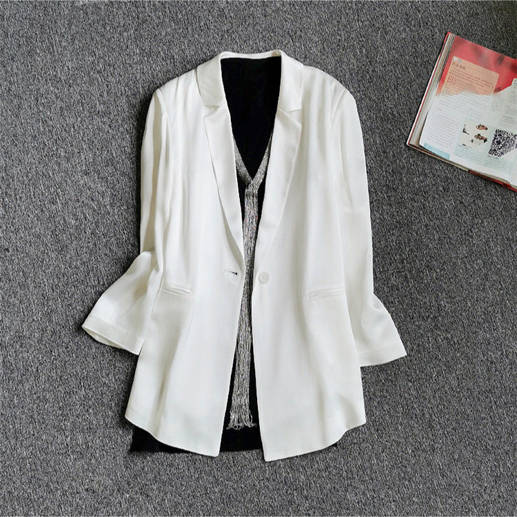 White imported acetic acid small suit Internet celebrity pearlescent 2025 spring new light luxury jacket one button suit