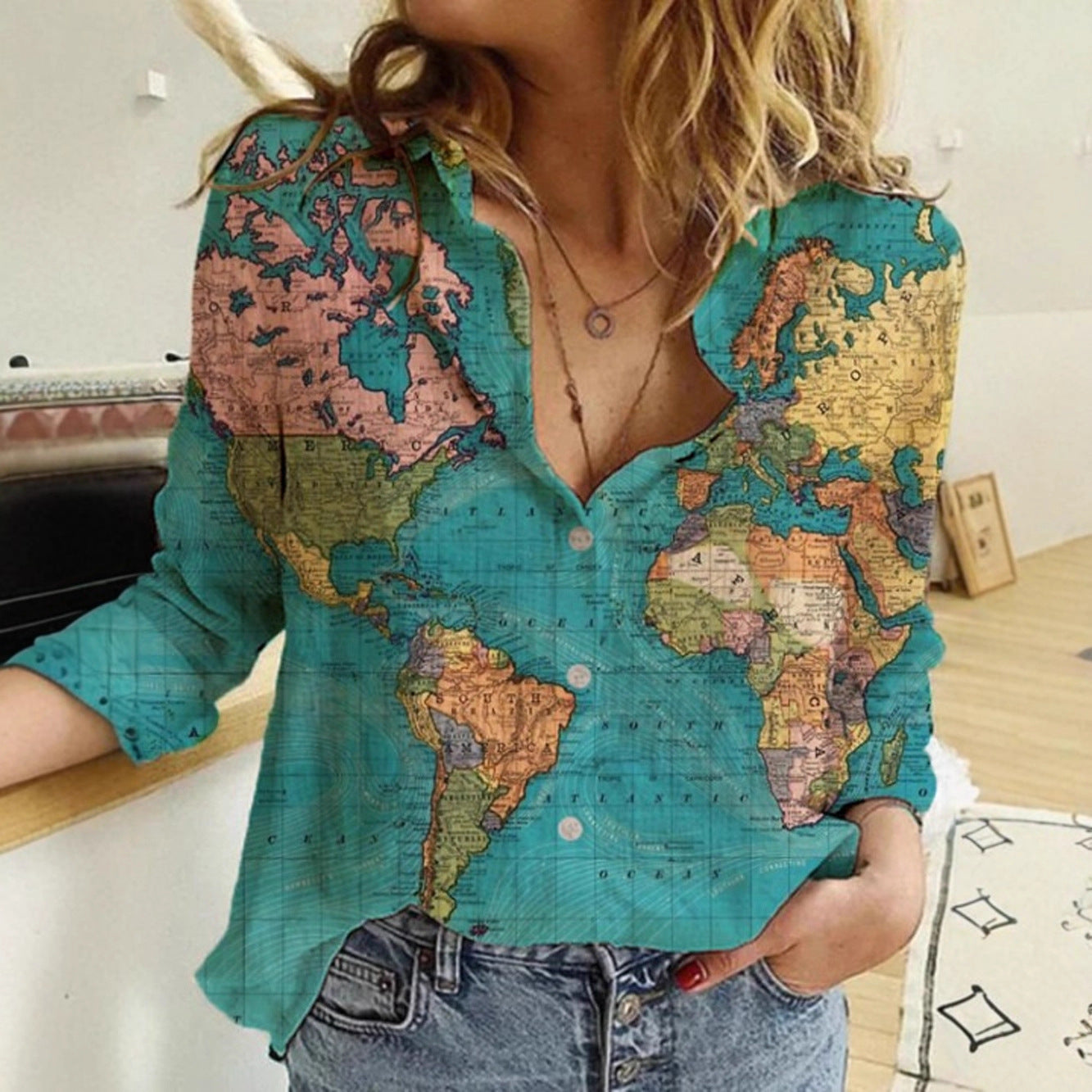Spot new 2025 autumn urban style cardigan long-sleeved lapel straight women's shirt first-hand supply