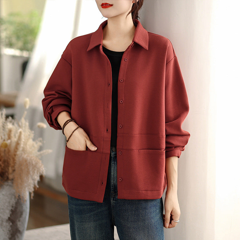 Real shot 2025 autumn new loose casual lapel fashion short coat women