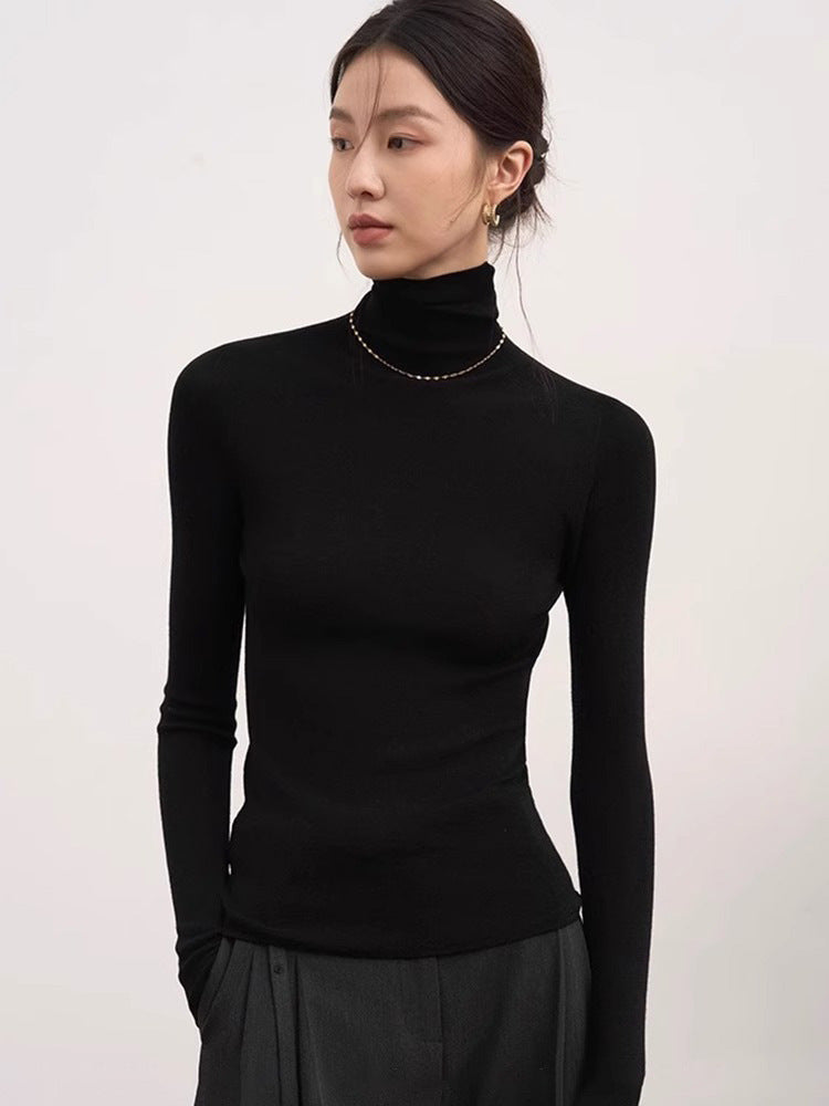 All wool Yangtze yarn seamless integrated knitted sweater high neck slim inner layer skinny knitted base layer women's autumn and winter