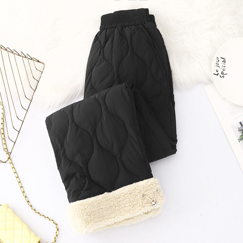 20252 winter new cotton pants casual pants lamb wool splicing cold-proof and warm outdoor pants thickened