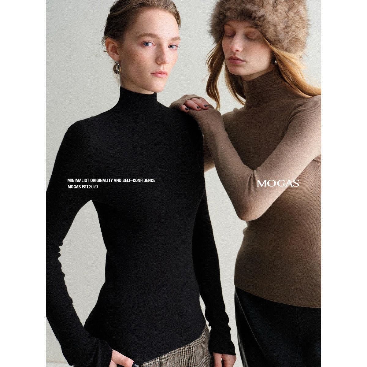 Mogas Skin Enjoy "Soft Gold" Cashmere Mulberry Silk Seamless First Line Ready-to-Wear High Neck Bottom Knitted Sweater