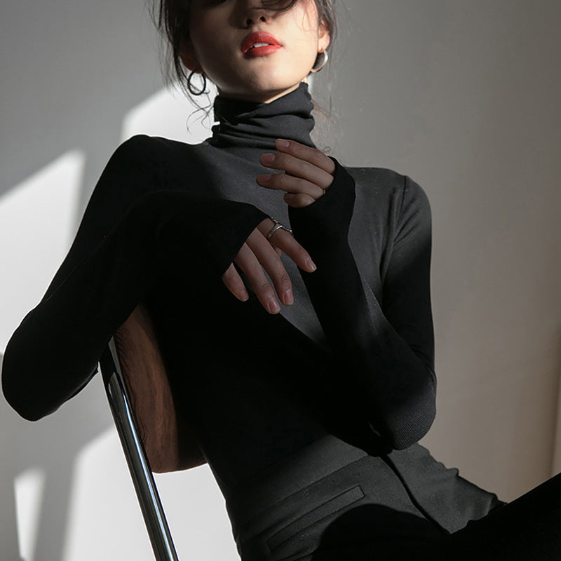 Thin velvet skin-friendly warm turtleneck bottoming shirt women's long-sleeved T-shirt 2026 autumn and winter new slim-fit inner polished top
