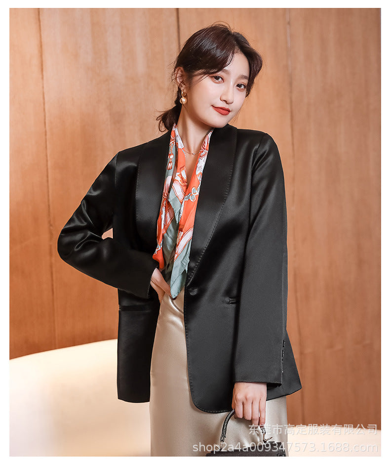 Haute couture imported acetic acid fried street temperament high sense fashion suit acetic acid satin pearlescent suit + dress