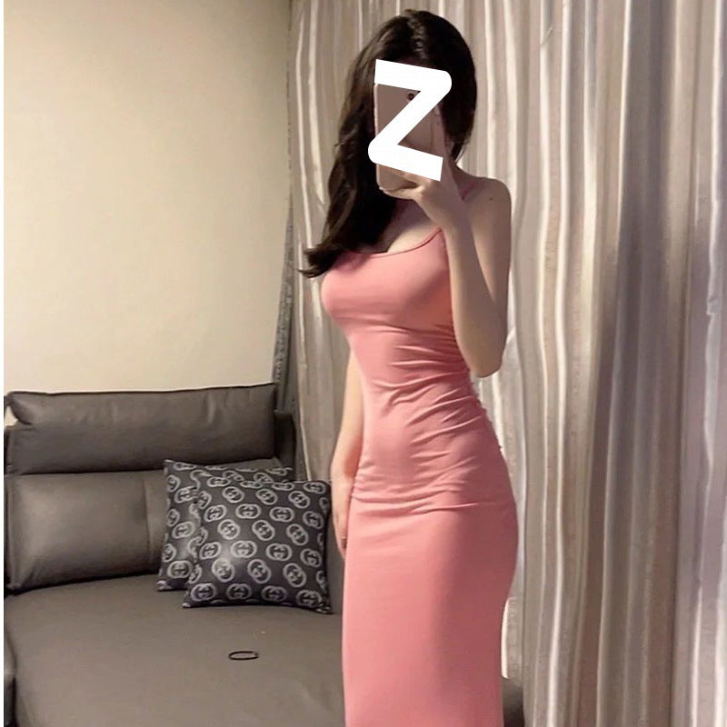 ins pure desire sleeveless suspender dress women's summer new slim and thin fishtail skirt long temperament hip skirt