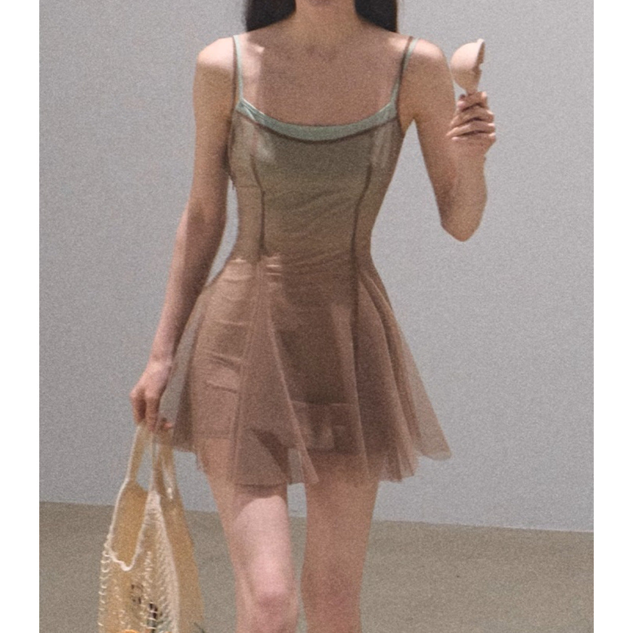 OAKMO/"I am my spring" ice feeling spring thin gradual change mesh vacation dress skirt