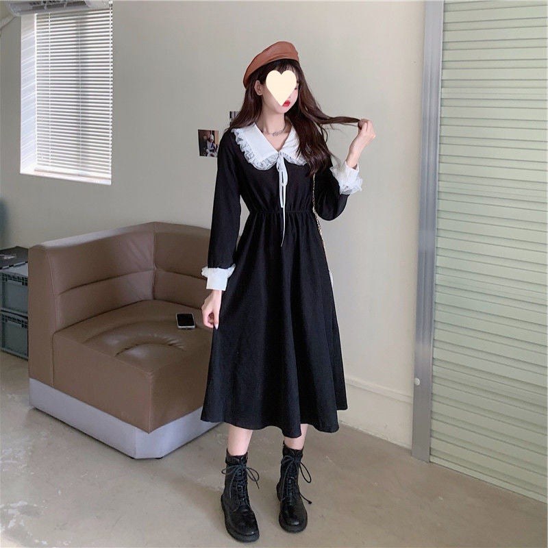 New Year's red dress women's 2024 spring and autumn Korean version waist and thin French small man super fairy temperament long skirt