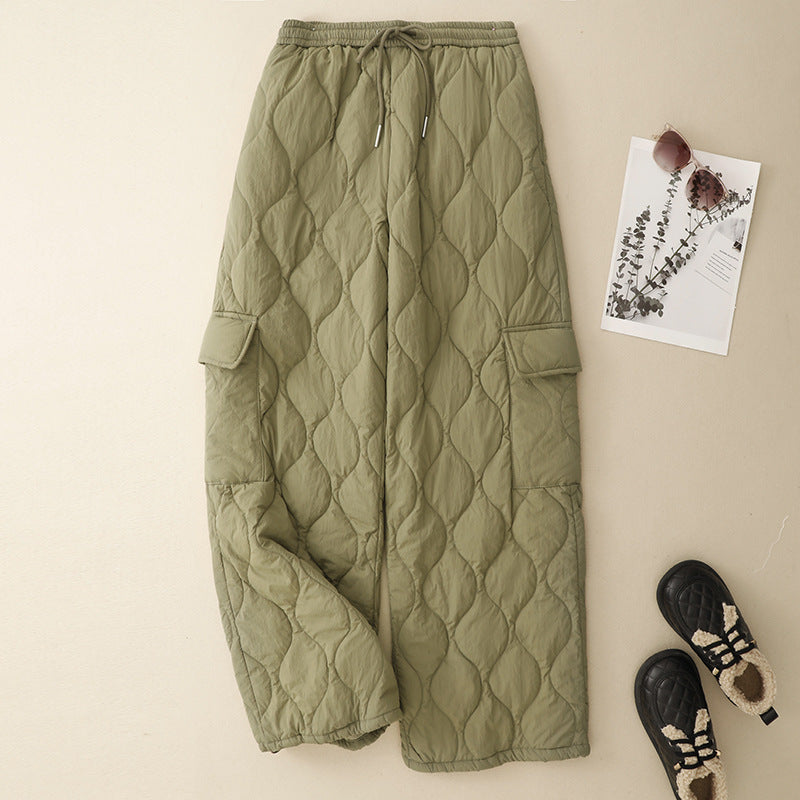 Real shot 2025 winter new retro outdoor cotton pants women's thickened thermal tooling casual pants children