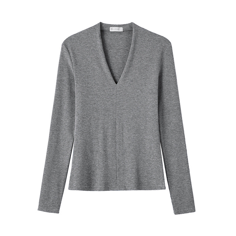 #Excellent choice #Temperament deep V-neck T-shirt women's long-sleeved 2026 autumn new slim-fitting and thin bottoming shirt top
