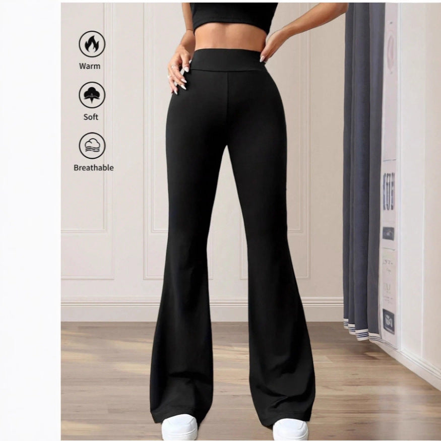 2025 cross-border Europe, America and Amazon new solid color casual high-waisted yoga trousers elastic sports micro-pull pants