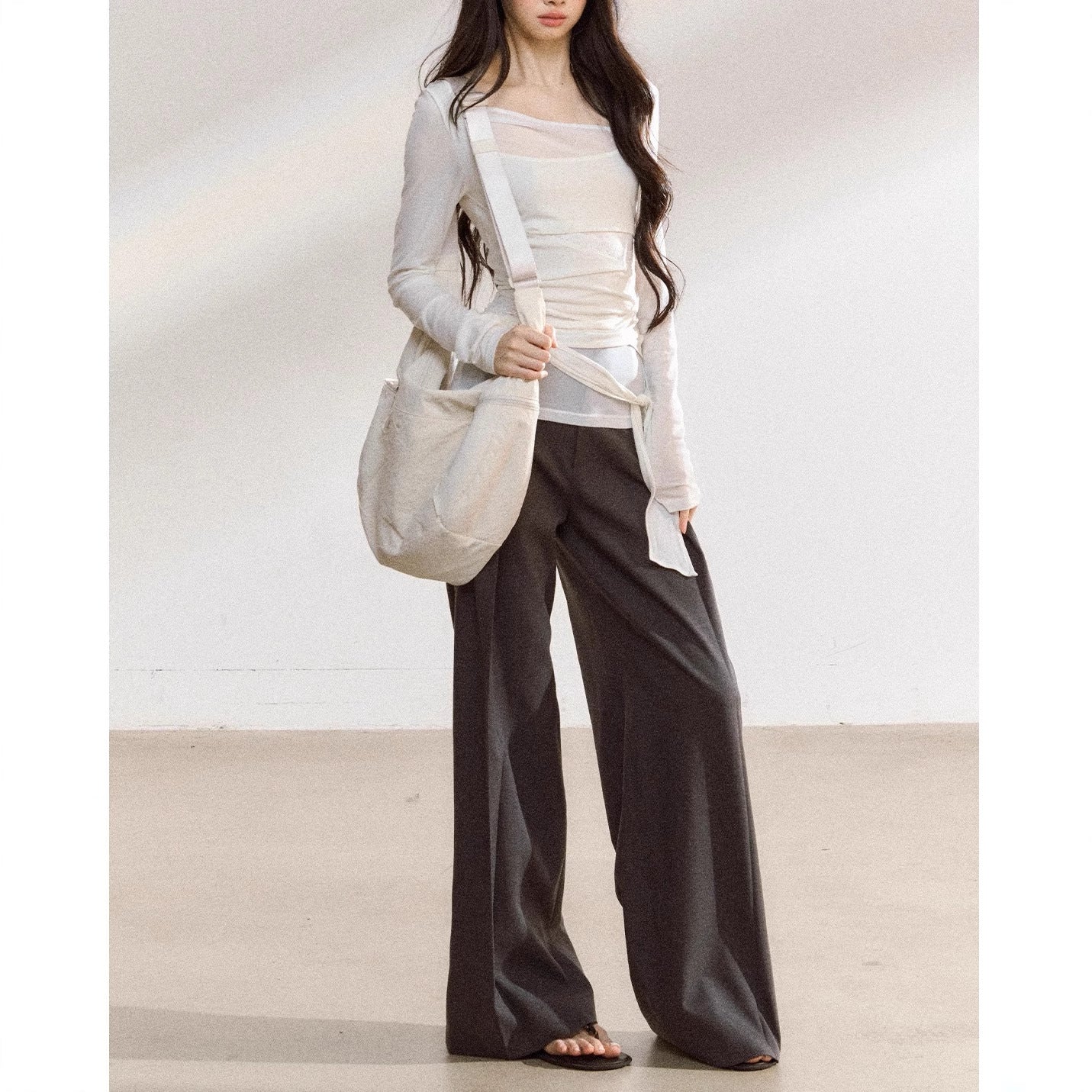 7Shiftii original design autumn new irregular long-sleeved sunscreen blouse women's loose and thin T-shirt top