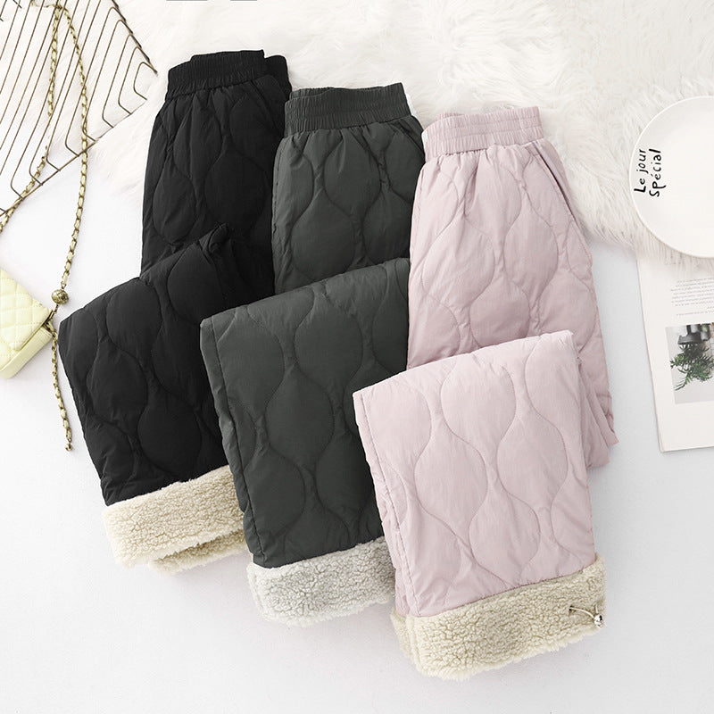 20252 winter new cotton pants casual pants lamb wool splicing cold-proof and warm outdoor pants thickened