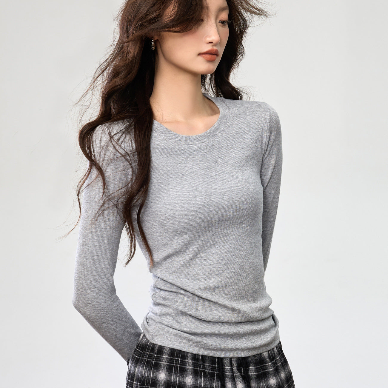 #Refuse to be bloated #Youke silk thin velvet polished crew neck bottoming shirt women's autumn and winter long-sleeved T-shirt warm versatile top