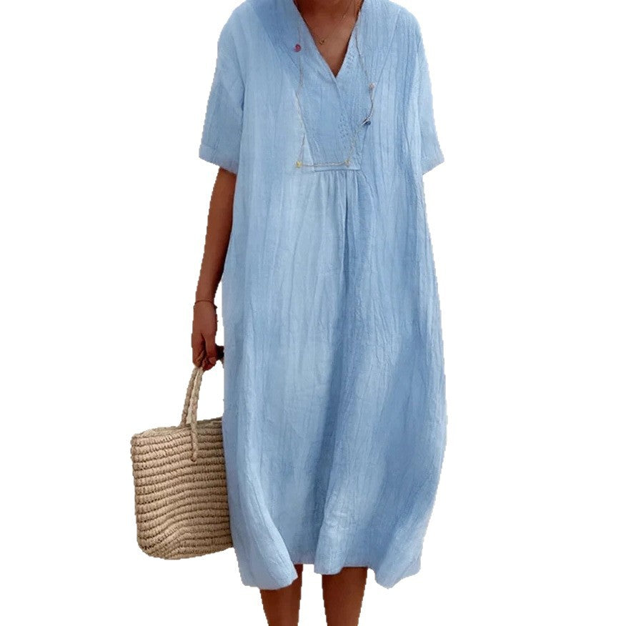 2025 Spot Spring and Summer New Women's Clothing Versatile Hot Sale Casual Skinny Skirt Solid Color Cotton and Linen