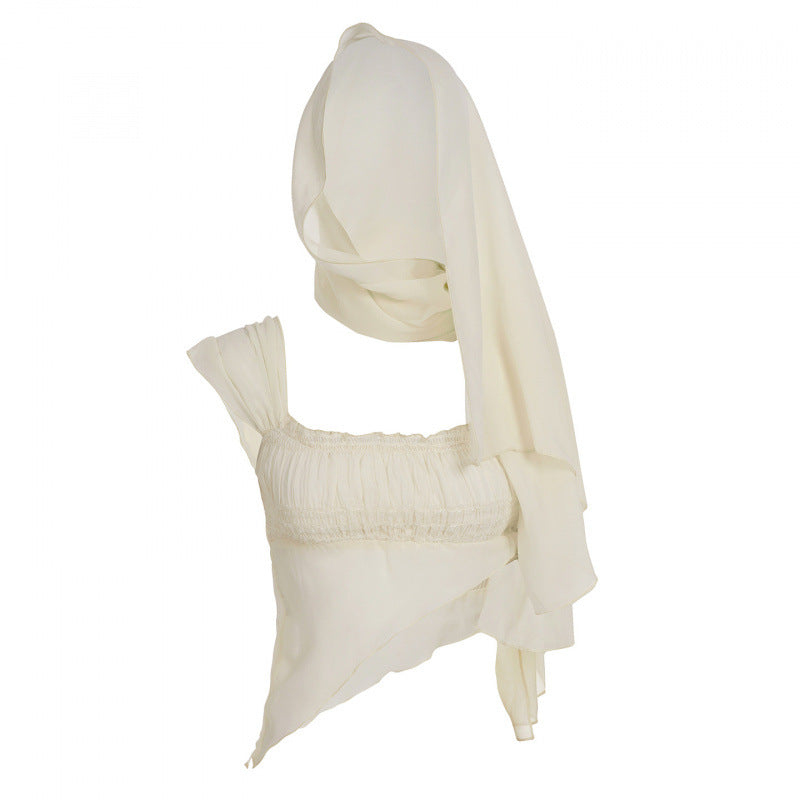 Ins Bohemian Vacation Mesh Romantic Texture Irregular Bud Shorts Spice Girls Sexy Lace-Up Hot Pants