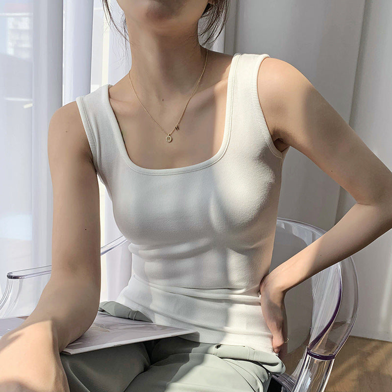 Square collar wide shoulder sling vest women's summer wear 2026 summer new slim and thin versatile sleeveless bottoming top