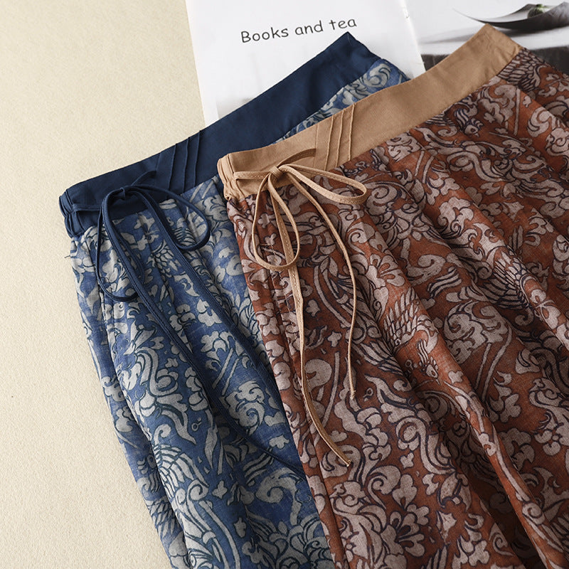 Real shot 2025 summer new literary and retro floral elastic waist skirt medium and long A-shaped skirt women #6611