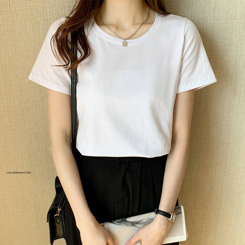 Short Sleeve T-Shirt Women's Summer Thin Ins Guochao China Pure Cotton Loose Crew Neck Versatile Bottom Half Sleeve T-Shirt Top