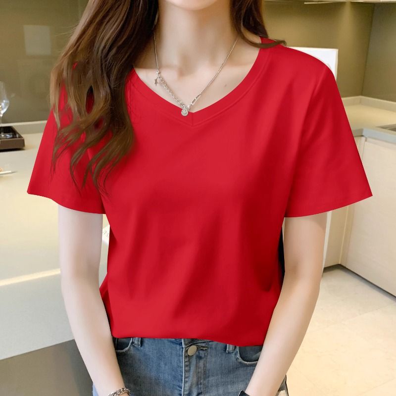 Export to domestic sales, pure cotton loose white short-sleeved women's t-shirt 2025 summer new thin shoulder versatile top