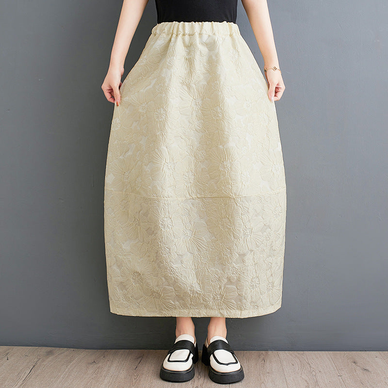 Real shot, spring 2025 new casual loose solid color elastic waist skirt women's bud skirt medium and long