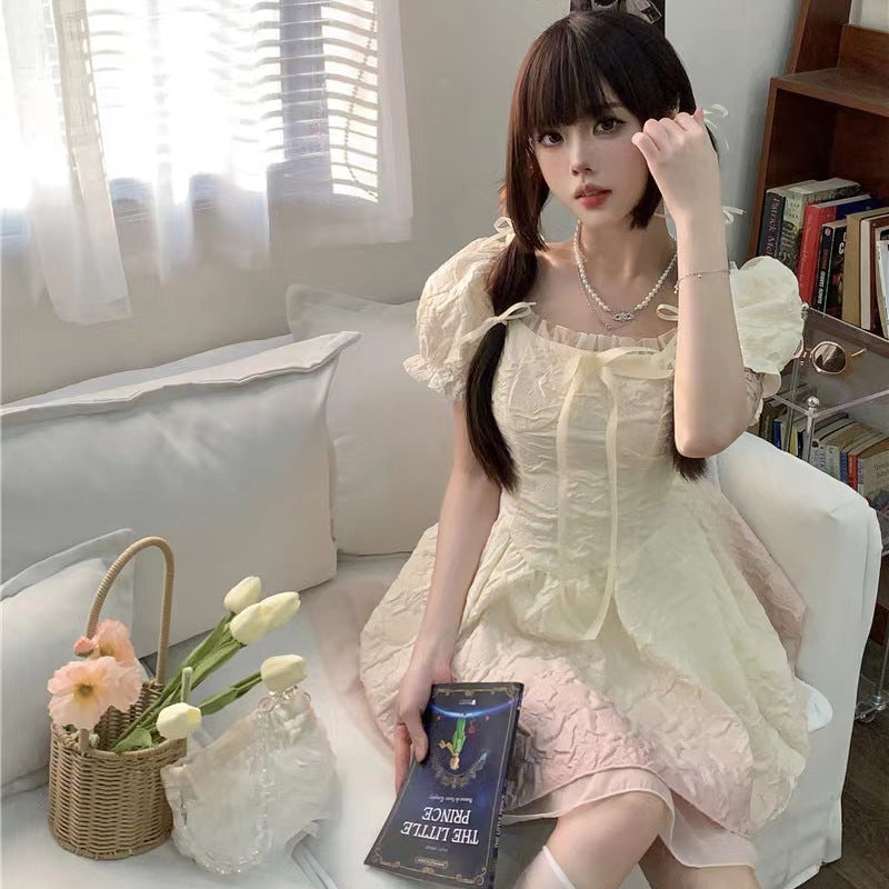Sweet and gradual change princess puffy dress summer new French small man waist thin pure desire