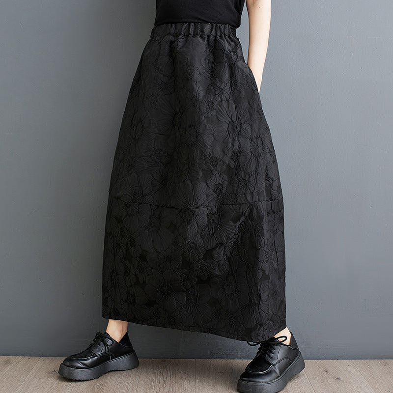 Real shot, spring 2025 new casual loose solid color elastic waist skirt women's bud skirt medium and long