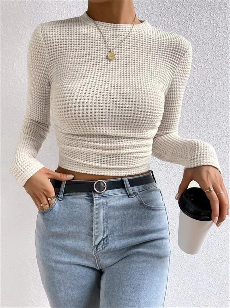 Creative 2025 Autumn Casual Style Japan and Korea Casual Polyester Pullover Crew Neck Slim-fit Women's T-Shirt