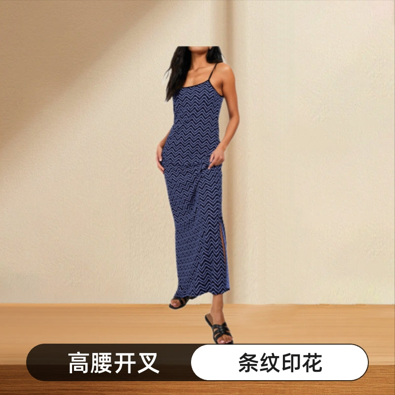 2025 European and American cross-border women's clothing Amazon independent station TEMU dress suspender sexy split home dress