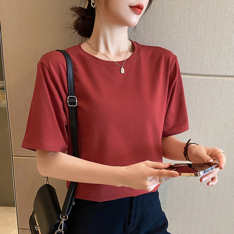 [LOGO Customization] Cotton Loose T-Shirt Women's Short Sleeve Casual Versatile Half Sleeve Large Size Top Comfortable Commuting