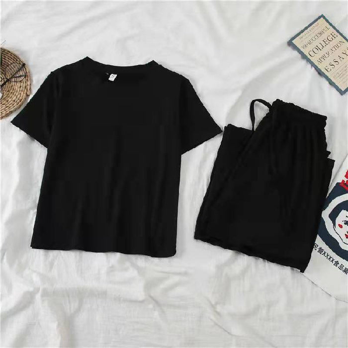 Two-piece suit, sportswear top, small women's wide-leg pants, student spring and summer models, thin Korean version, new casual trend