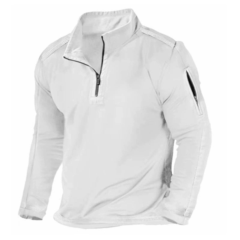 2025 Foreign Trade Men's Amazon Men's Outdoor Sports Fashion Zipper Stand-Up Neck Long Sleeve Elastic Pocket Sweater