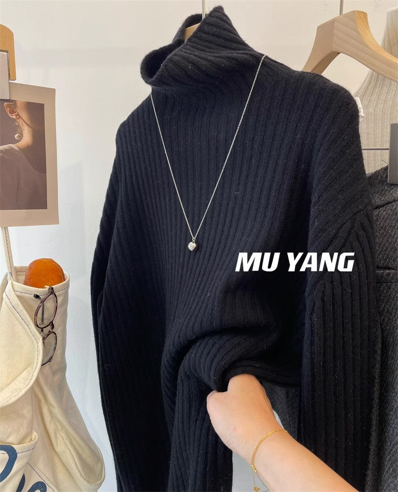 MUYANGA all-wool C-position turtleneck sweater! Thickened pit strips look thin and loose in winter, with a bottomed shirt for women