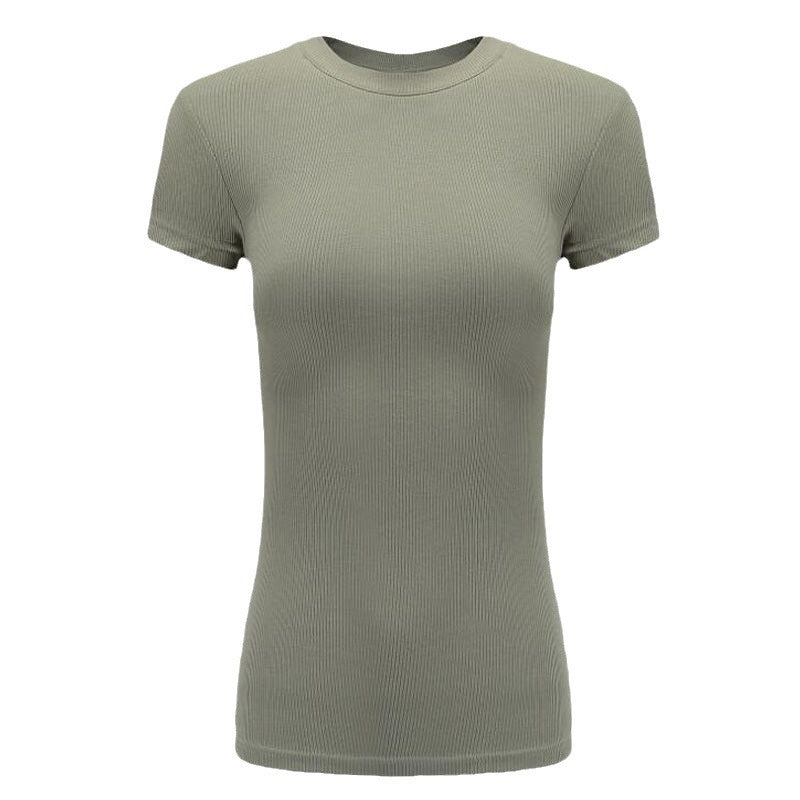 Selection of high-elastic fine thread 2026 new women's summer short-sleeved t-shirt round neck tight top, thin bottoming shirt